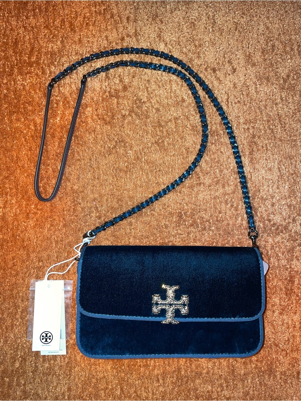 Tory Burch Britten Velvet Embellished Crossbody